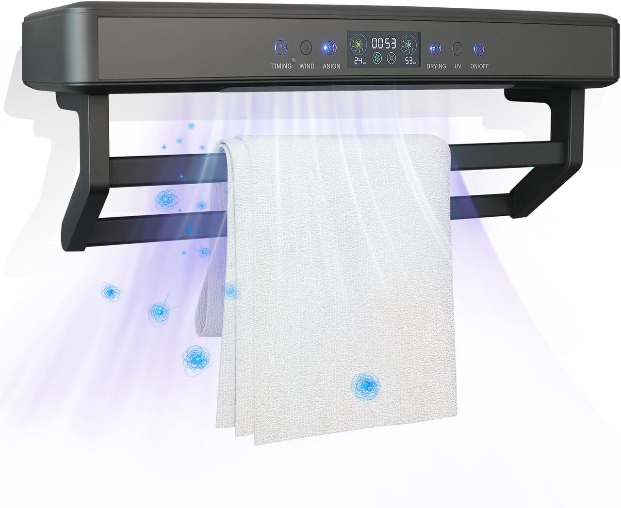 ELECWISH Electric Towel Warmer Rack with Touch Screen, Wall Mounted Energy-Saving Towel Warmer with Air Purification and Drying Function, Bathroom Heated Towel Rack for Bathroom, Spa, Hotels, Grey